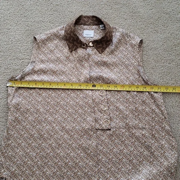 BURBERRY TB MONOGRAM 100% SILK OVERSIZED SHIRT BLOUSE TOP - Picture 12 of 13